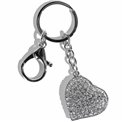 Keychain Crystal heart, silver, D3.5cm