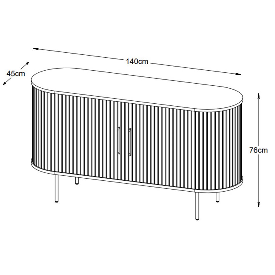 Sideboard Nola, black oak veneer/MDF, H76x140x45cm