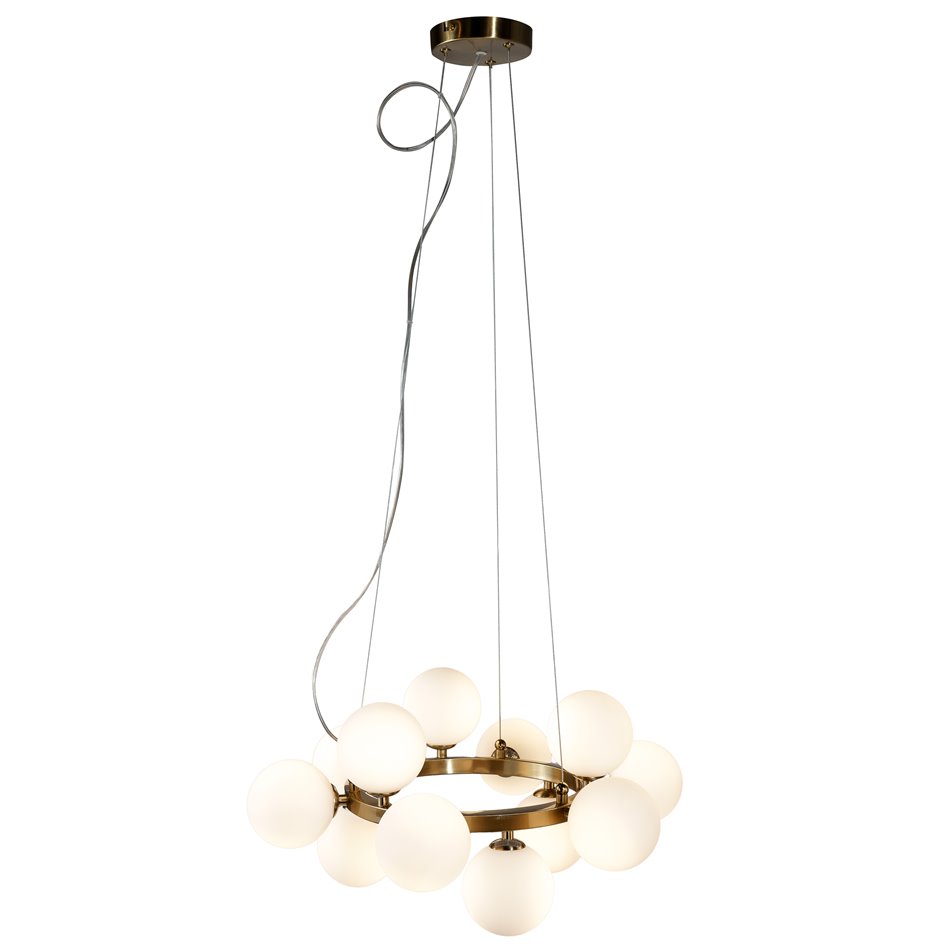 Ceiling lamp Radom, brass/white, 52x48xH40-135cm, G9x12,MAX5W