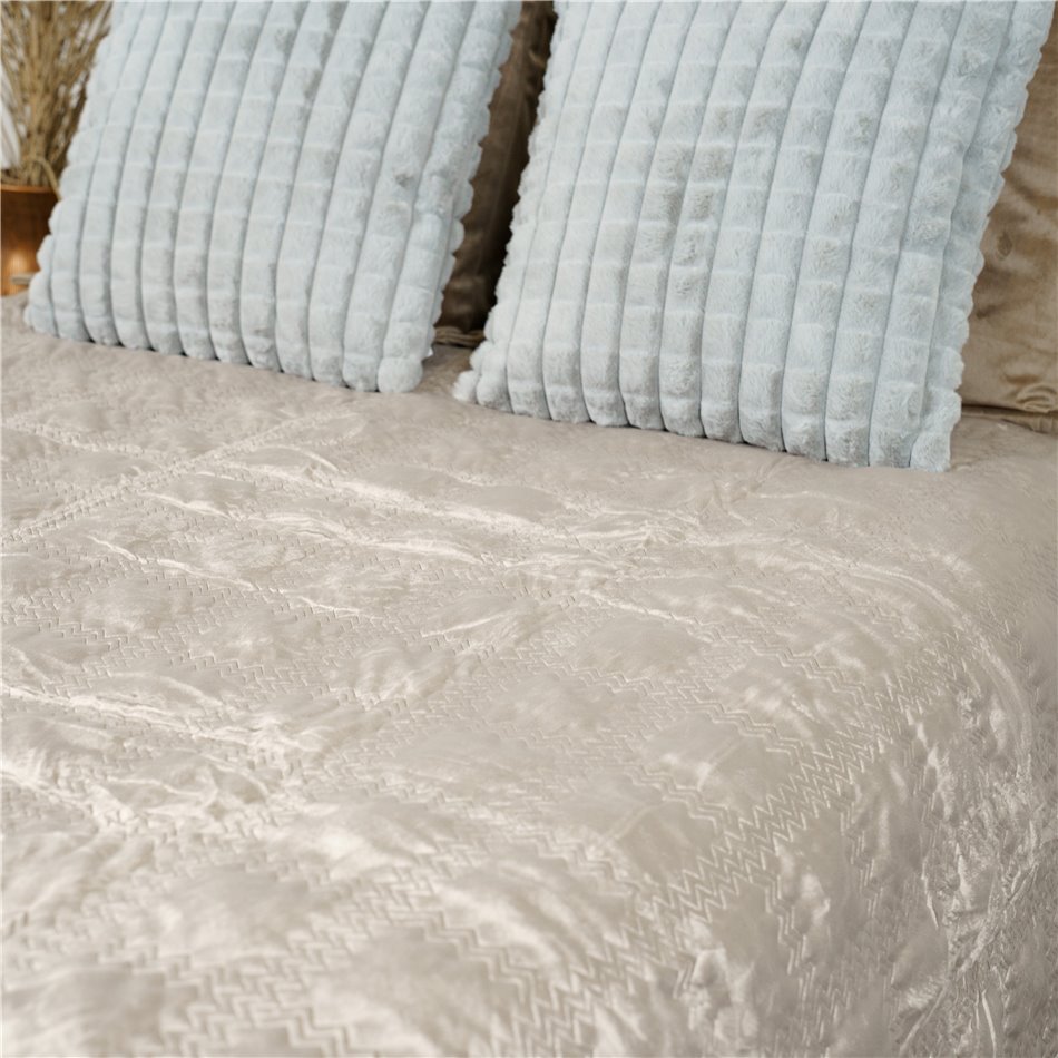 Bed cover Juta, taupe, velvet, 160x220cm