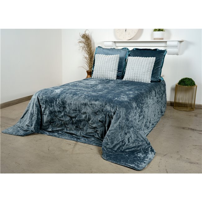Bed cover Java, blue, velvet, 220x240cm