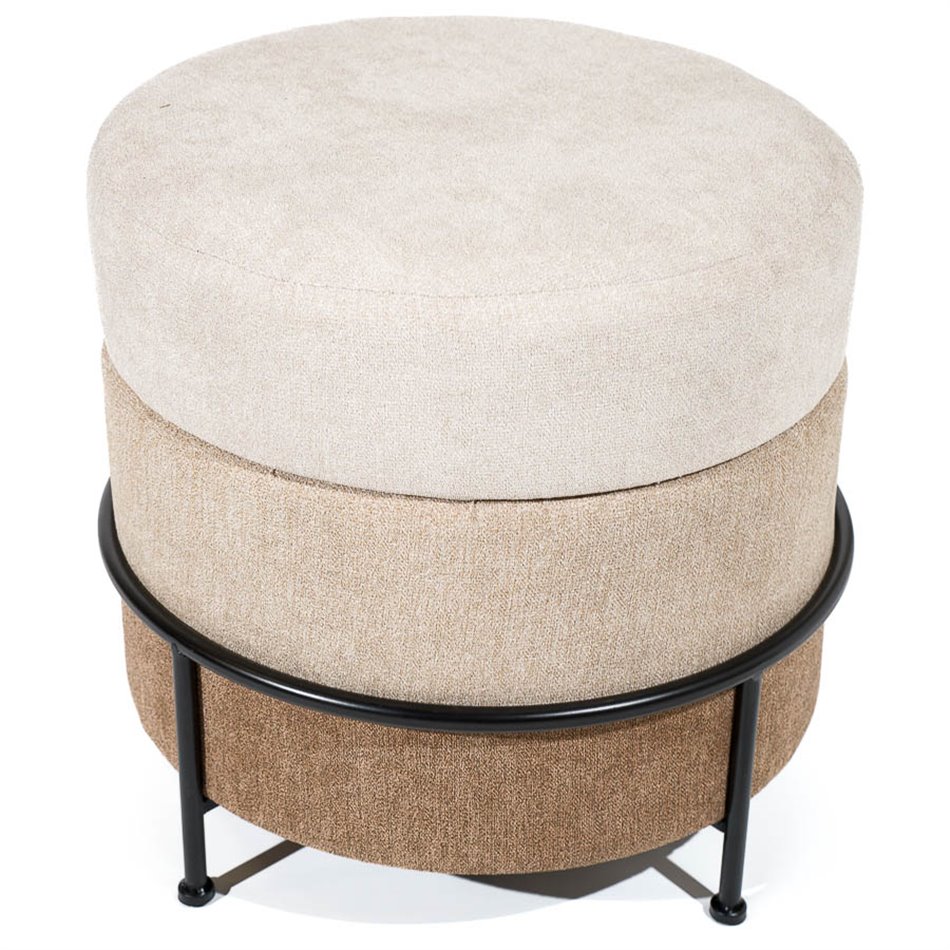 Pouf Mariola B, brown/beige, D48cm, H45cm