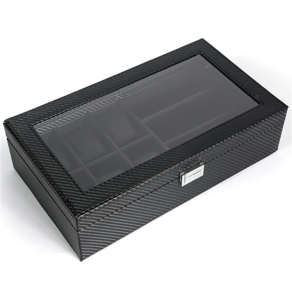 Watch and glasses box, black PU, 35x20x9cm