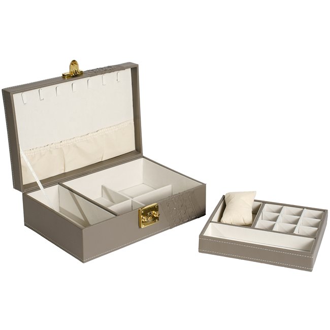 Jewellery box Hannja laser, beige PU, H9x27x18cm