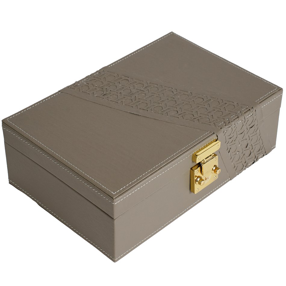 Jewellery box Hannja laser, beige PU, H9x27x18cm