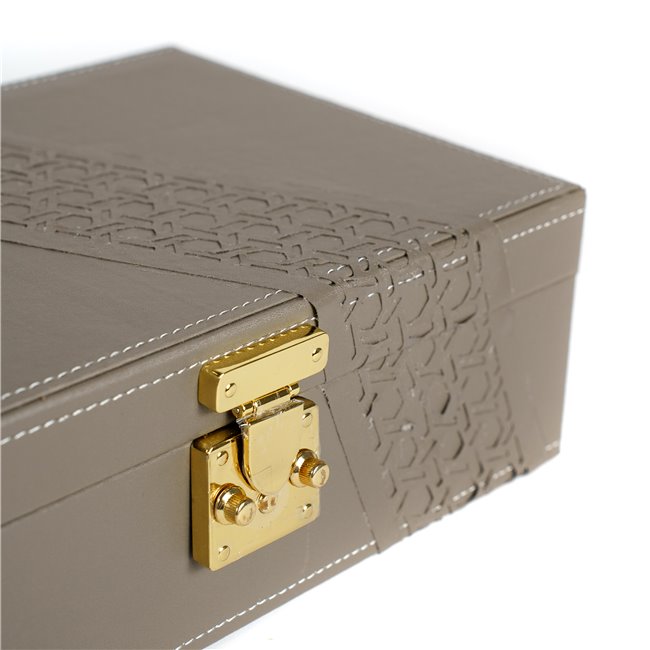 Jewellery box Hannja laser, beige PU, H9x27x18cm