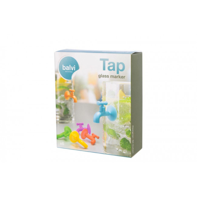 Glass markers Tap, set of 6, silicone, 2.5x1cm