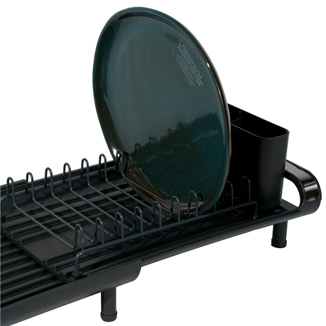 Dish drain Etira, black, metal/plastic, 13x49x20cm
