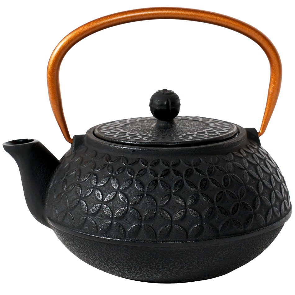 Teapot Flower, black, cast iron, 1L, 19.2x15.4x9cm