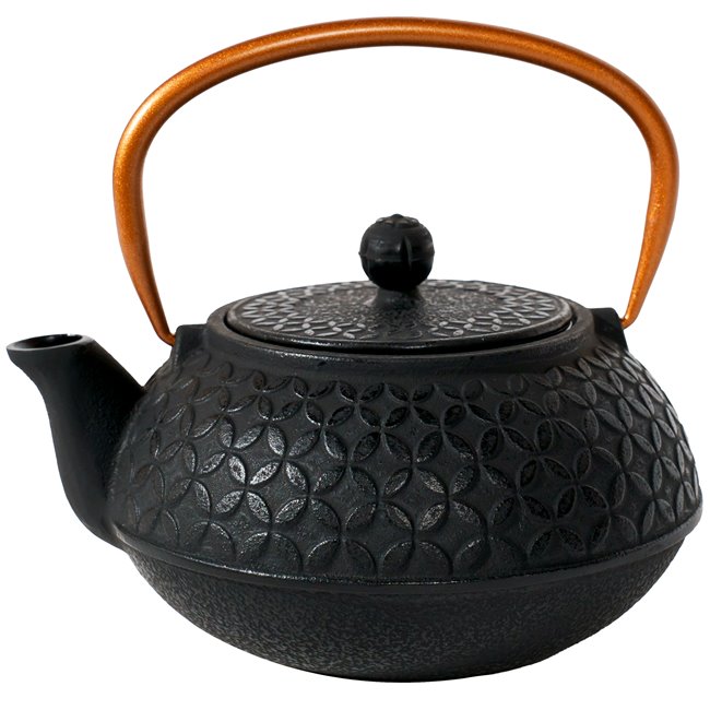 Teapot Flower, black, cast iron, 1L, 19.2x15.4x9cm
