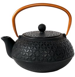 Teapot Flower, black, cast iron, 1L, 19.2x15.4x9cm