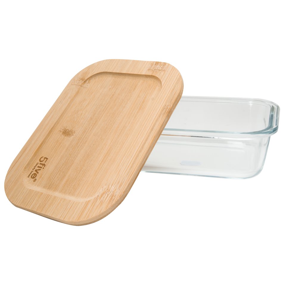 Glass box with bamboo lid, 0.38 l, 5.5x15x10.5cm