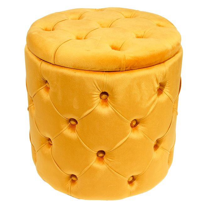 Пуф с ящиком для хранения Mainburg C золотого цвета, бархат, 43x43x43cm