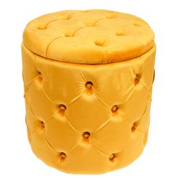 Пуф с ящиком для хранения Mainburg C золотого цвета, бархат, 43x43x43cm