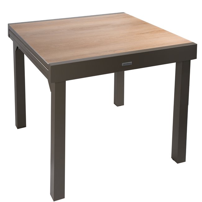 Table Lapiazza ex, houte, aluminium, 90x90xH75.5cm