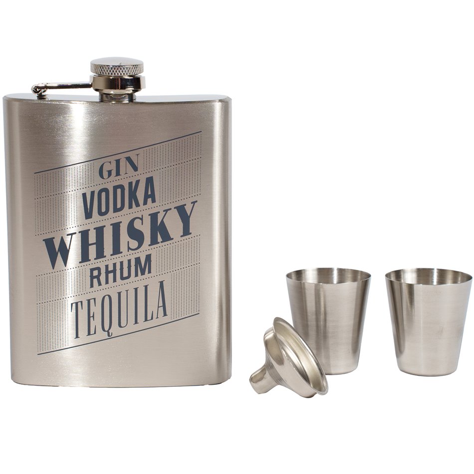 Flask A Whisky with 2 shooter, 200ml, H13.5x9.5x2.5c