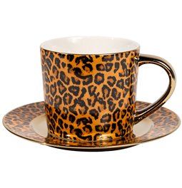 Cup and saucer set Leopard, 8x6.5, H7.5xD8.5, D15.3, 300ml
