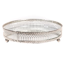 Candle plate with mirror, H4.5 D20cm