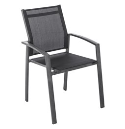 Chair Laaxiom, pepper/graphite color, aluminium/textilene, H89x60x57cm