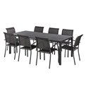 Table Lapiazza, 8-seater fixed, graphite/grey color, aluminium, H73x100x210cm