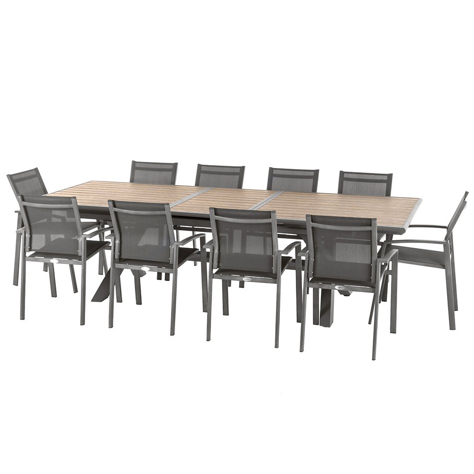 Table Laaxiome, 10-seater extendable, honey/praline color, H76x113x220cm