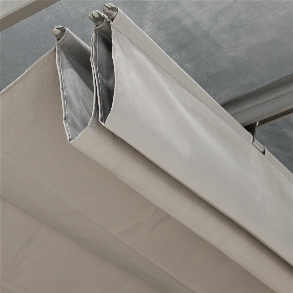 Тканевые потолочные жалюзи перголы Labelize, 6x3.5м , серого цвета, полиэстер