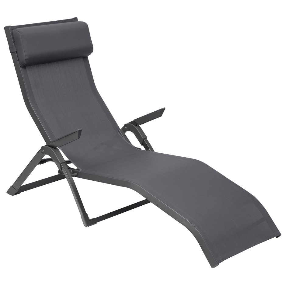 Sun lounger Ladecima, folding, slate grey color, H90x64x142cm