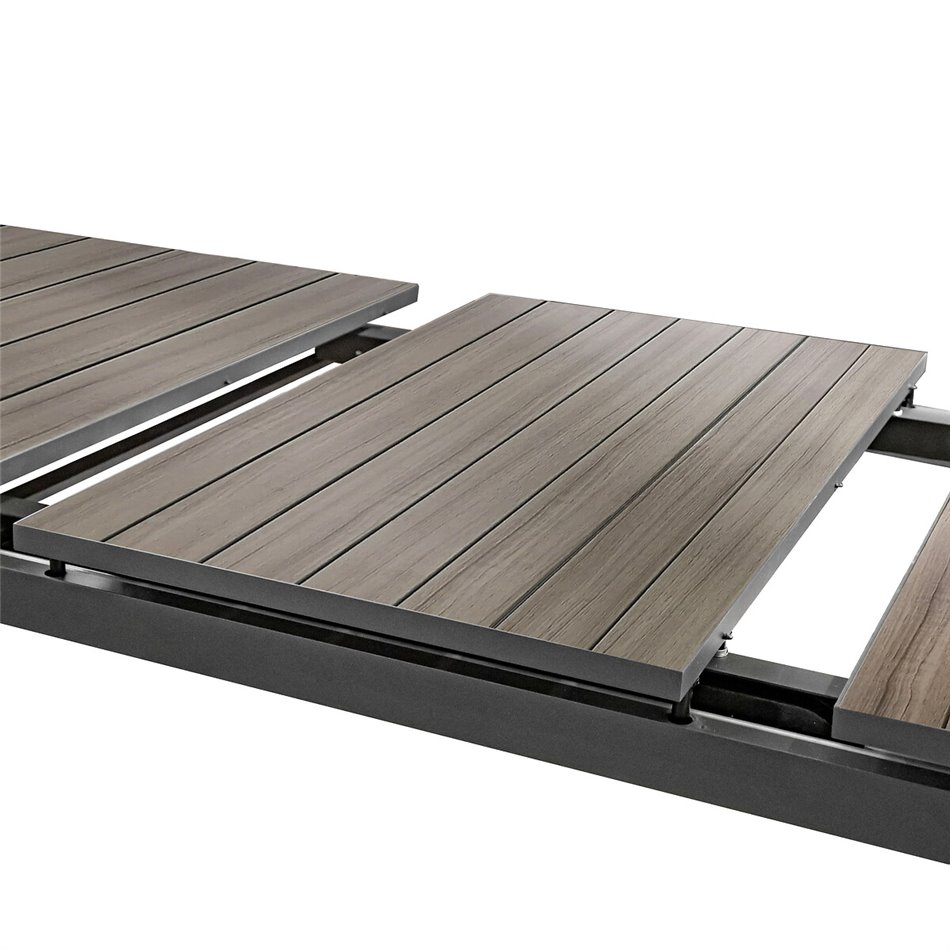 Hight table Laevasion, 8-seater, extendable, gray/graphite color, aluminium, H105x100x154-214cm