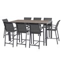 Hight table Laevasion, 8-seater, extendable, gray/graphite color, aluminium, H105x100x154-214cm