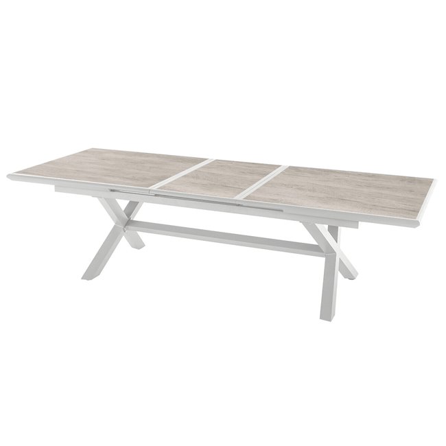 Table Laaxiome, 10-seater extendable, sepia/white color, H76x113x220cm