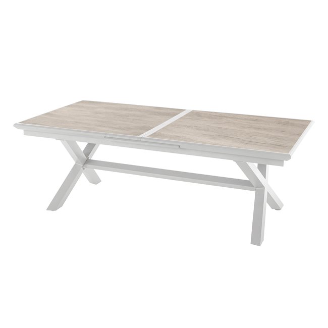 Ištraukiamasis stalas Laaxiome, 10 vietų, sepijo/balta spalva, H76x113x220cm