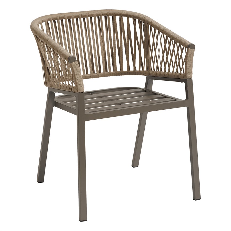 Садовый стул Laoriengo, медовый/пралине цвет, алюминий/полиэстер, H75.5x62x56см