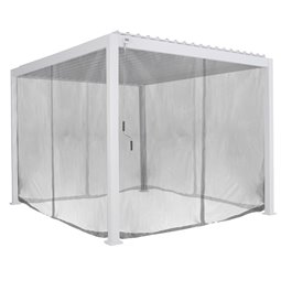 Mosquito net curtains and rails kit for pergola Laevora, white/light grey color, 3.6x3.6m