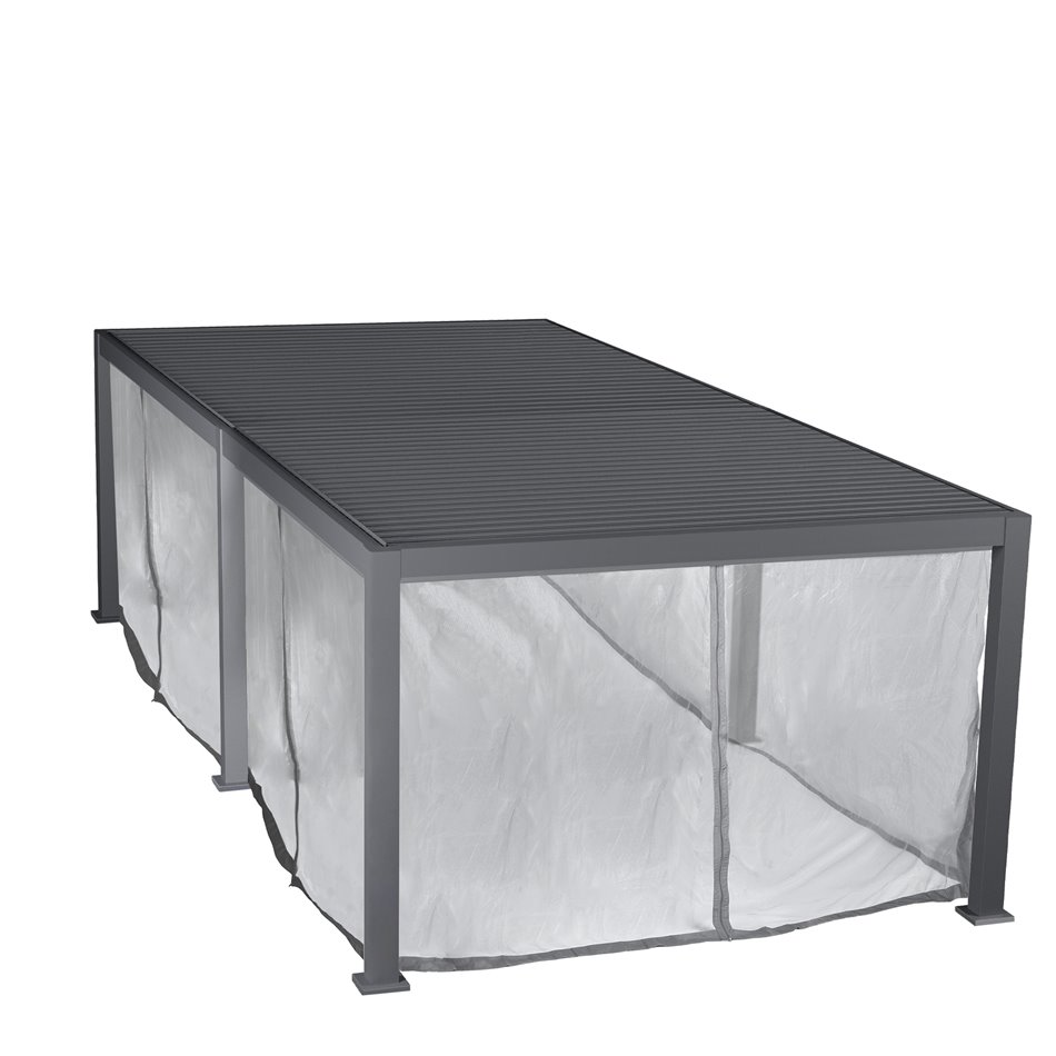 Комплект москитной сетки, штор и карниза для перголы Laevora, 6x3.6м , цвет серого шифера