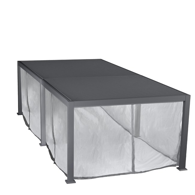 Комплект москитной сетки, штор и карниза для перголы Laevora, 6x3.6м , цвет серого шифера