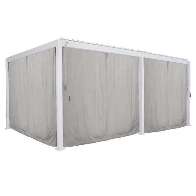 Mosquito net curtains and rails kit for pergola Laevora, white/light grey color, 6x3.6m