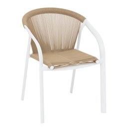 Garden chair Lariu honey/white color, aluminium/polyester, H80x61.5x56.6cm