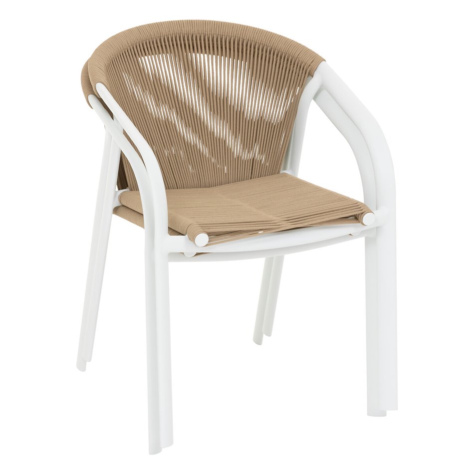 Garden chair Lariu honey/white color, aluminium/polyester, H80x61.5x56.6cm