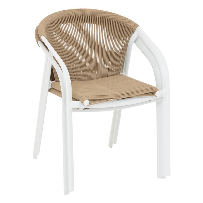 Garden chair Lariu honey/white color, aluminium/polyester, H80x61.5x56.6cm