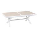 Table Laaxiome, 10-seater extendable, linen/white color, H76x113x220cm