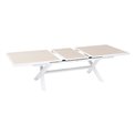 Table Laaxiome, 10-seater extendable, linen/white color, H76x113x220cm