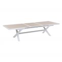 Table Laaxiome, 12-seater extendable, linen/white color, H77x113x250cm