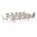 Table Laaxiome, 12-seater extendable, linen/white color, H77x113x250cm