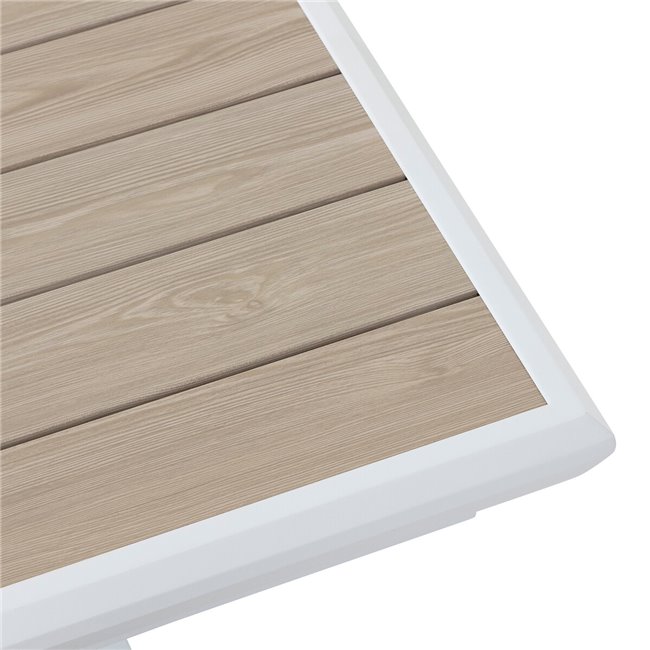 Table Laaxiome, 12-seater extendable, linen/white color, H77x113x250cm