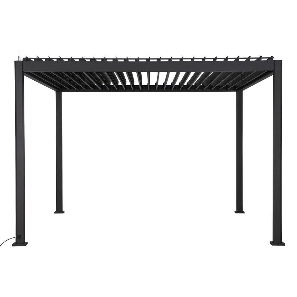 Pergola Laevora 3.6 x 3.6m, graphite/grey color, electrically adjustable roof , aluminum, H250x369x369cm