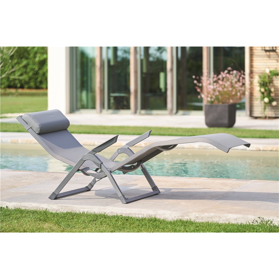 Sun lounger Ladecima, folding, slate grey color, H90x64x142cm
