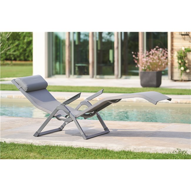 Sun lounger Ladecima, folding, slate grey color, H90x64x142cm