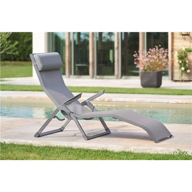 Sun lounger Ladecima, folding, slate grey color, H90x64x142cm