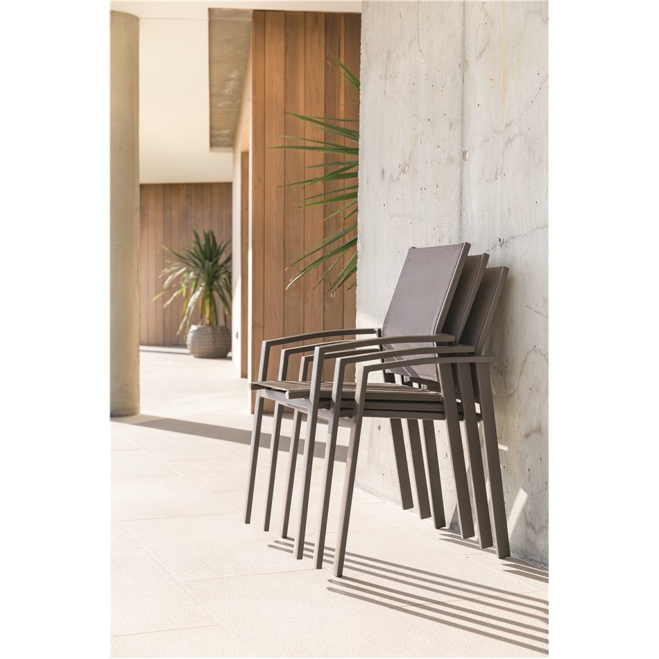 Chair Laaxiome, praline color, aluminium/textilene, H89x60x57cm