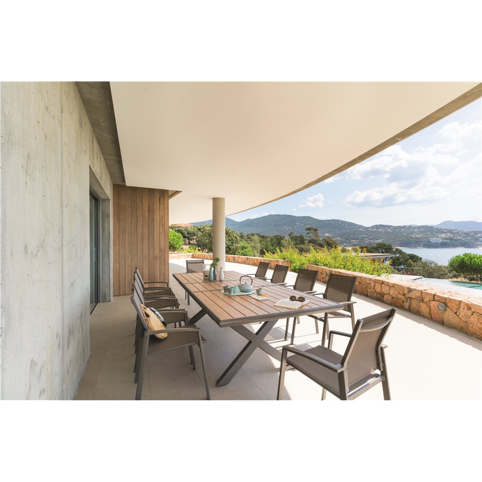 Table Laaxiome, 10-seater extendable, honey/praline color, H76x113x220cm